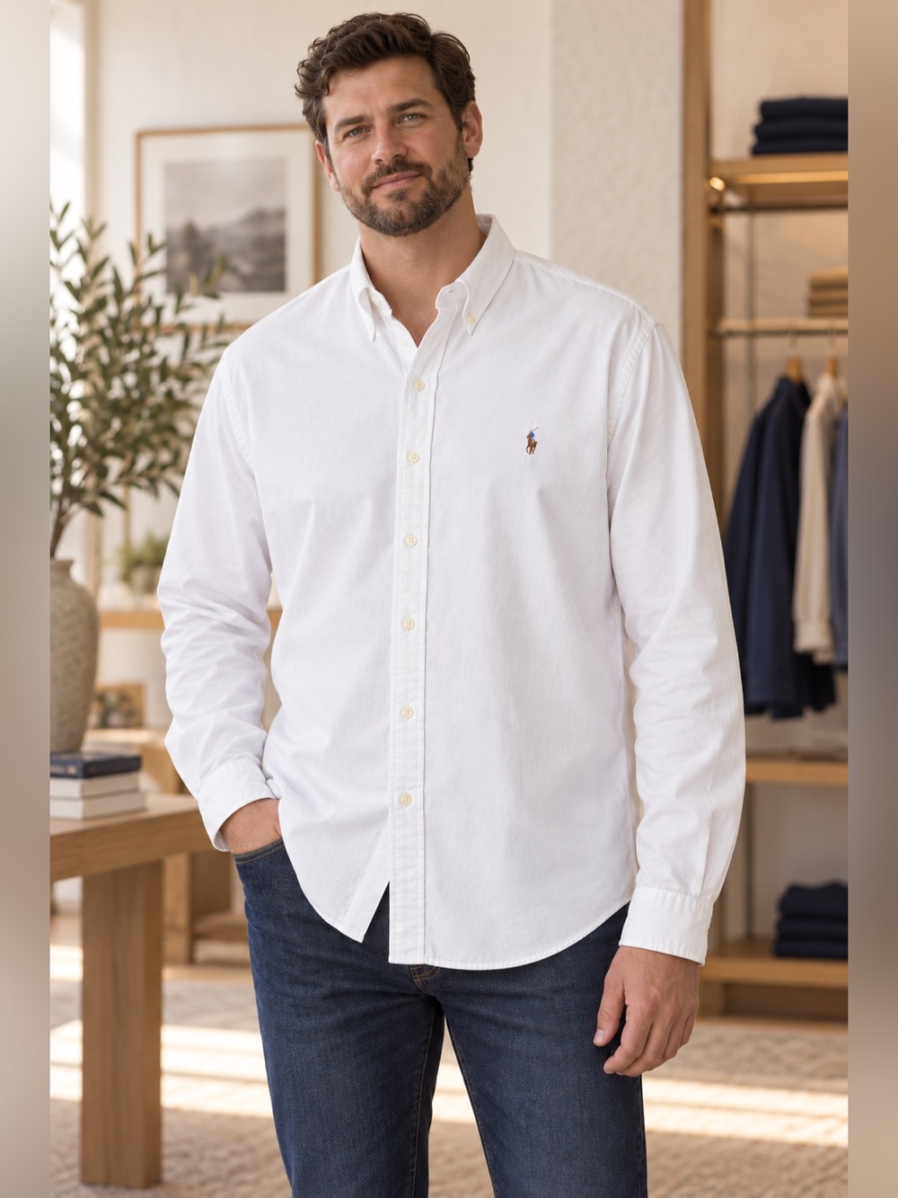 Polo Ralph Lauren White Oxford Button-Down Shirt Multicolor Pony XXL